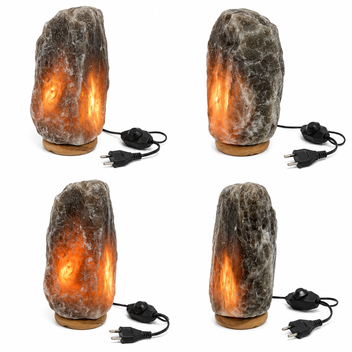 Natural Black Himalayan Salt Lamp with Wooden Base (5 kg)