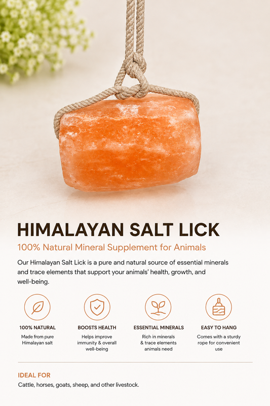 Himalayan Salt Lick with Rope – Natural Mineral Supplement for Animals (2-3 kg)