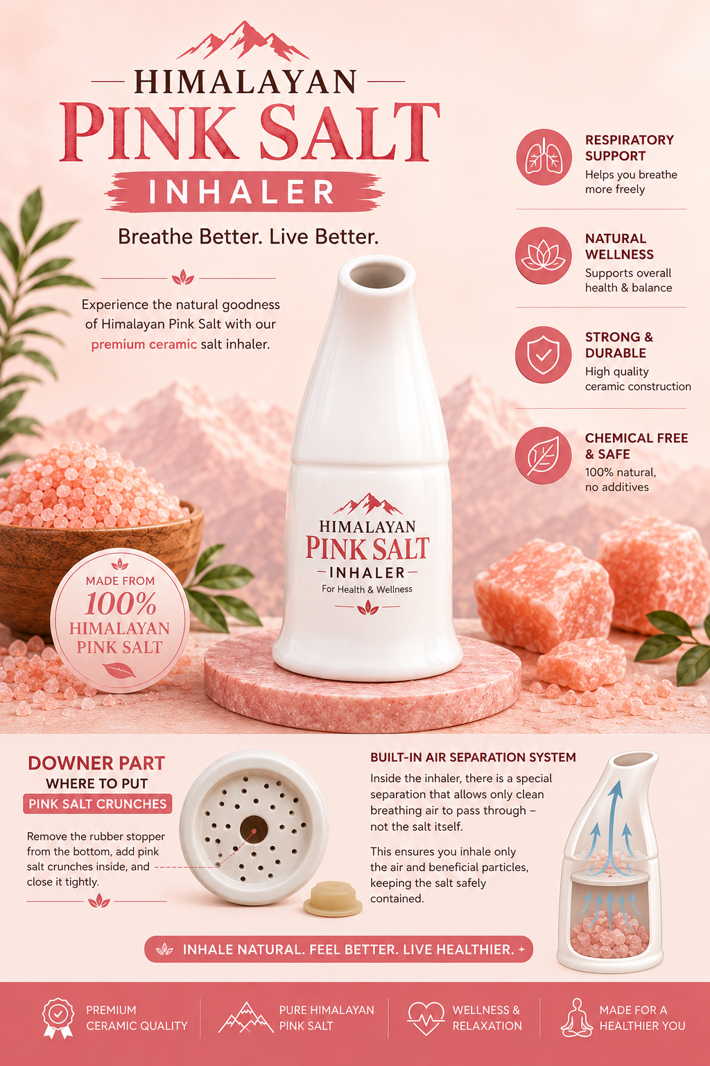 Pink Salt Inhaler — Natural Wellness Aid