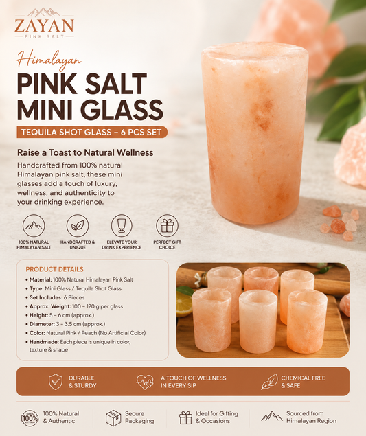 Himalayan Pink Salt Mini Glass (Tequila Shot Glass) - 6 PCs Set