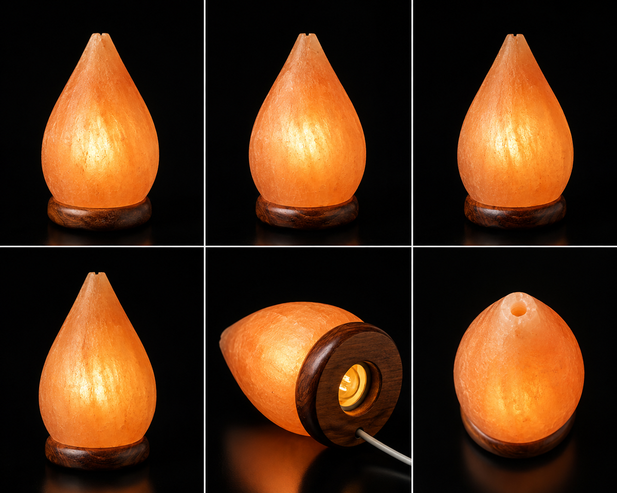 Himalayan Pink Salt Lamp - Natural Teardrop Shape on Wooden Base, 2.5kg