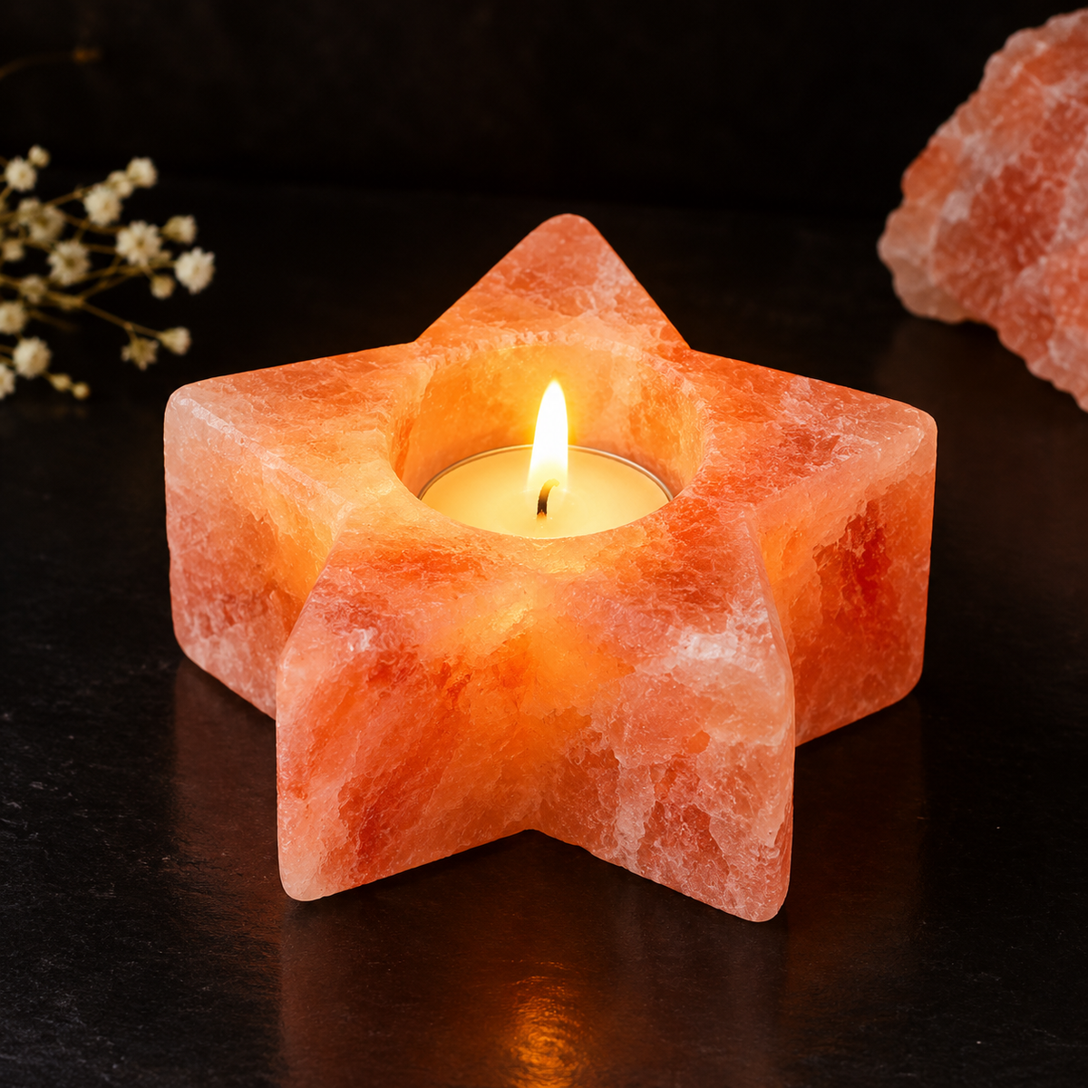 Himalayan Pink Salt Star-Shaped Tea Light Candle Holder, 1kg