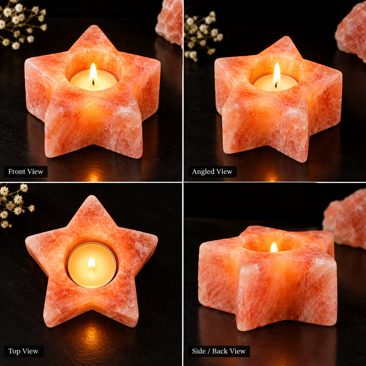 Himalayan Pink Salt Star-Shaped Tea Light Candle Holder, 1kg