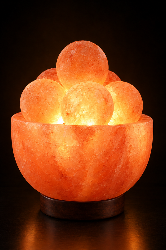 Himalayan Pink Salt Fire Bowl Lamp with Salt Spheres, 4kg