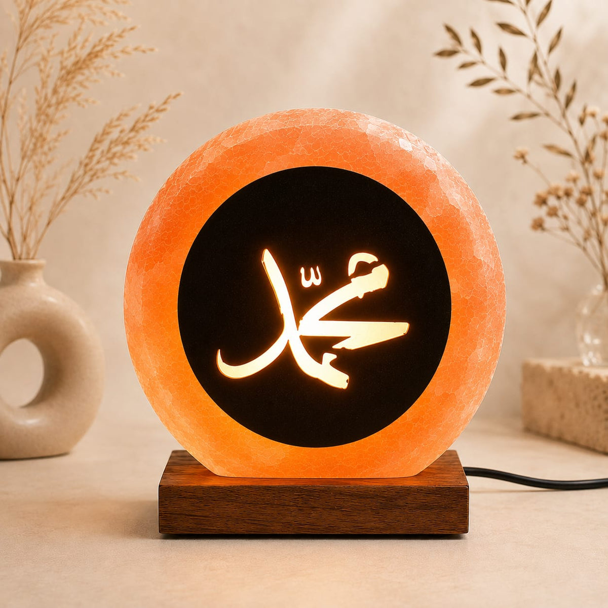Himalayan Pink Salt Calligraphy Lamp – Premium Home Décor
