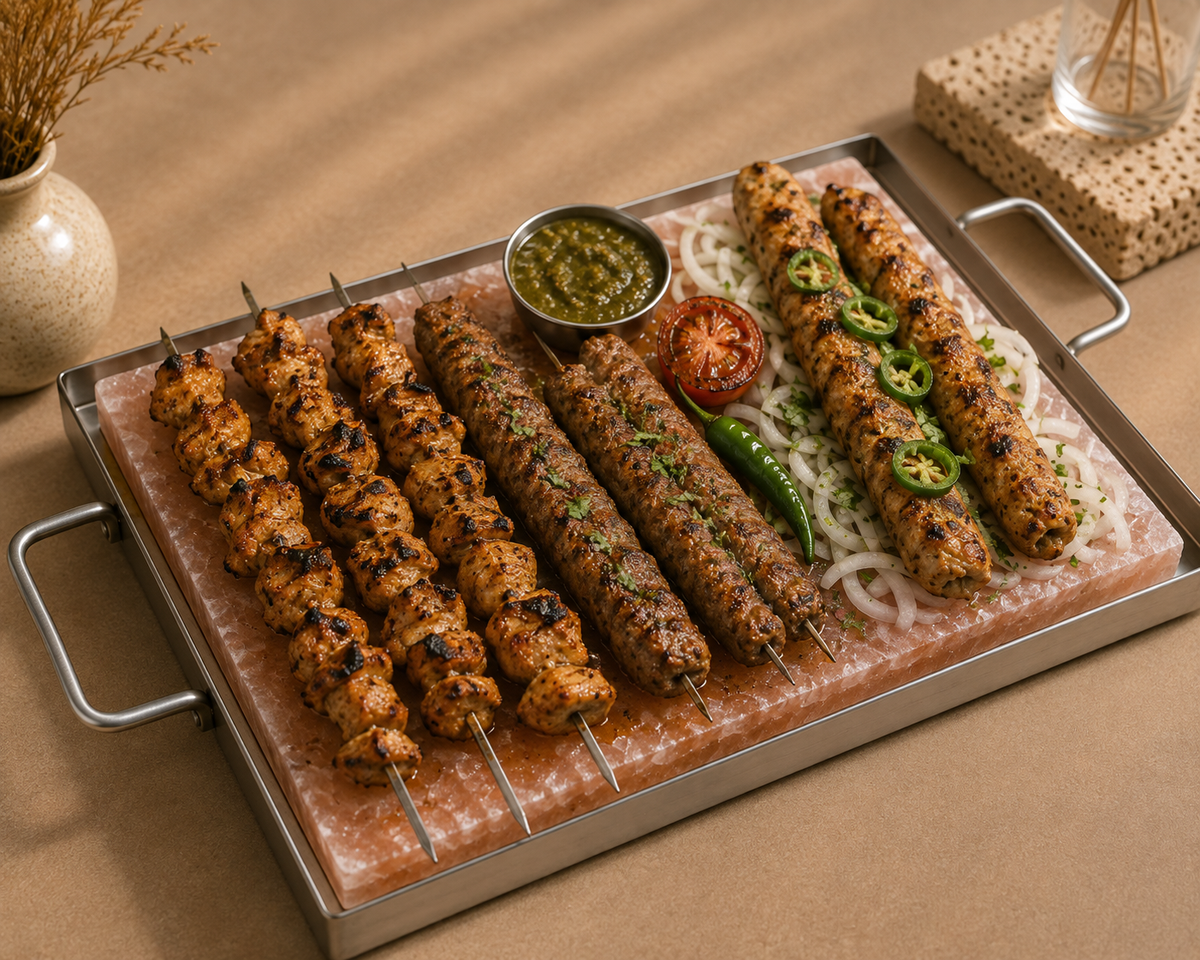 Himalayan Pink Salt BBQ Slab with Stainless Steel Tray
